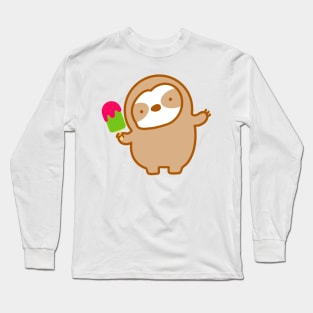 Cute Watermelon Popsicle Sloth Long Sleeve T-Shirt